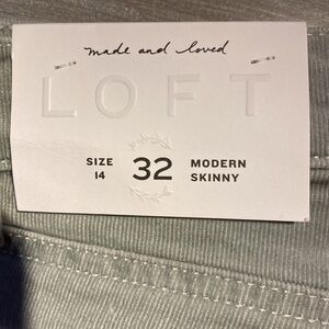 Loft modern skinny grey corduroy pants size 14